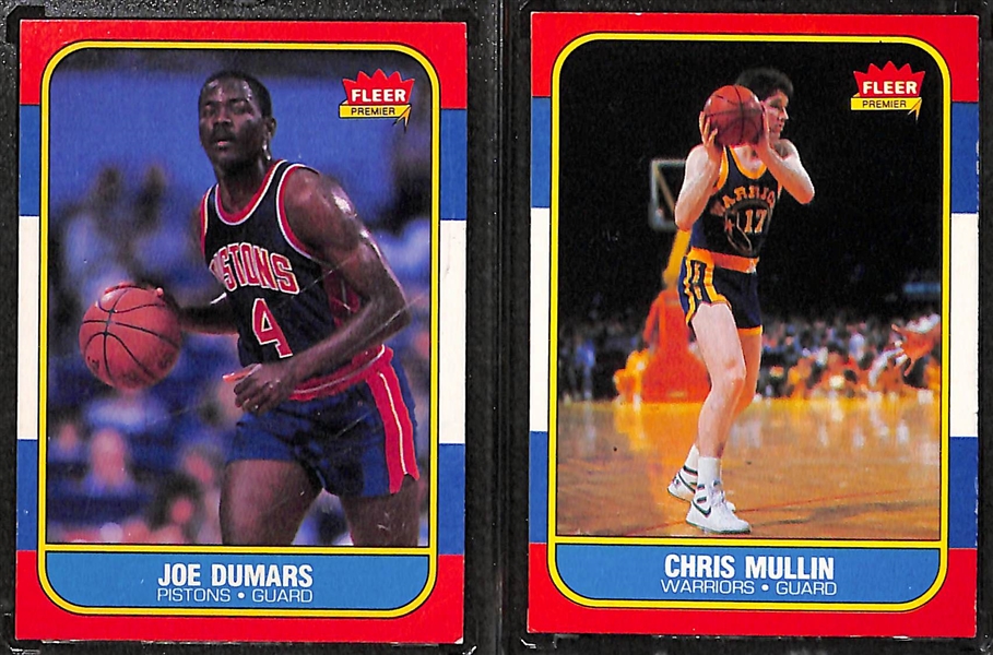 Lot of (6) 1986-87 Fleer Basketball Cards/Stickers , Inc. Rookies & Stars (w/ Karl Malone Rookie)