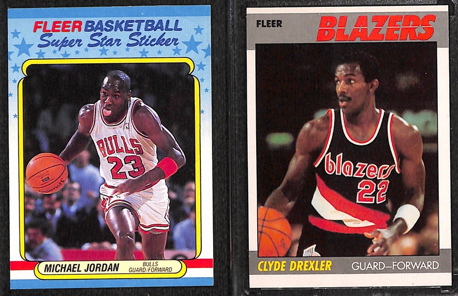 Nice Lot of (18) Fleer Star Cards /Stickers 1987-88 & 1988-89 w. (Jordan, Barkley, Drexler, Ewing, Olajuwon)