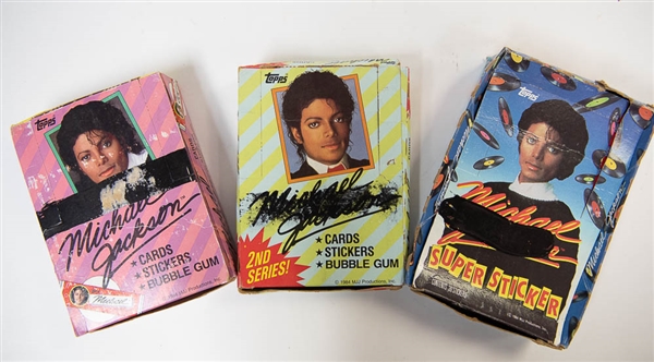 1984 Topps Michael Jackson Series 1 & 2 Card Boxes & Super Sticker Packs
