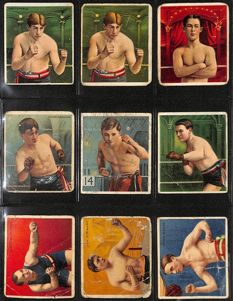 Lot of 33 1910 T218 Mecca/Hassan/Tolstoi Boxing Cards w. Jack Johnson