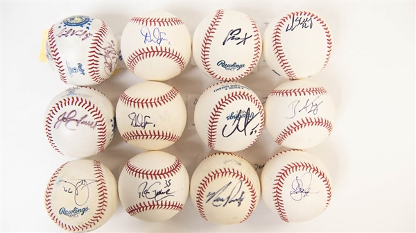 Lot of (12) Signed Baseballs (Red Sox, Twins, Tigers) w. K. Youkilis,  (2) Denard Spann