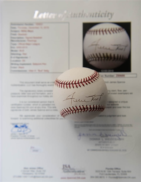 Willie Mays Signed Official Major League Baseball - JSA LOA