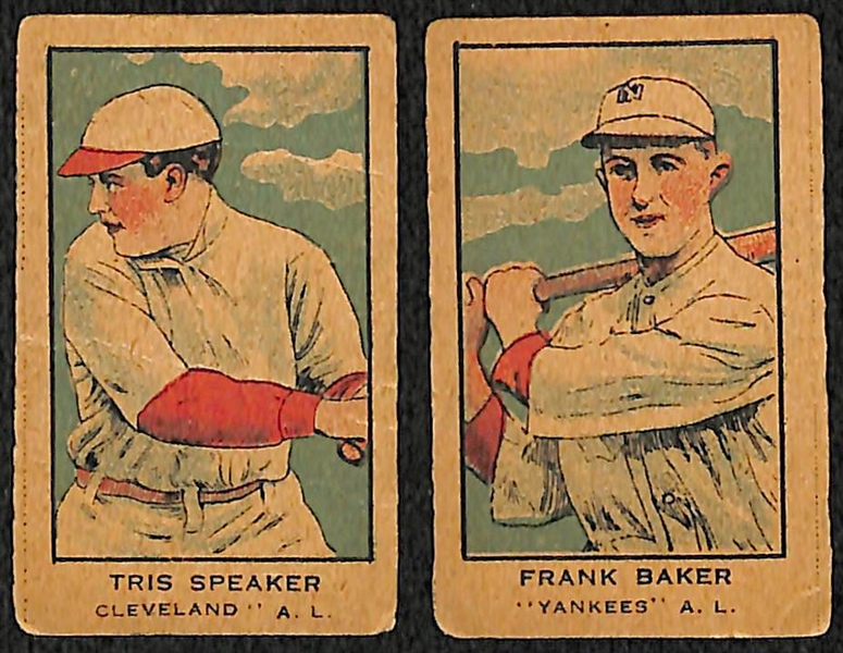 Lot of (2) 1921 W551 HOFer Strip Cards - Tris Speaker (HOF) and Frank Home Run Baker