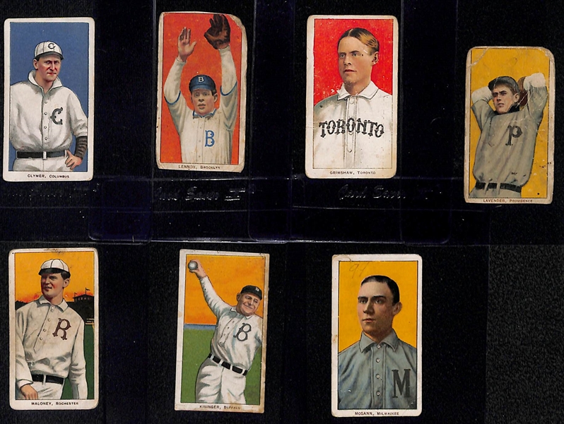 Lot of (7) 1909-11 T206 Tobacco Cards w/ Clymer, Lennox, Grimshaw, Lavender, Maloney, Kisinger, McGann