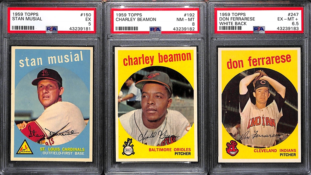 1959 High-Grade Baseball Card Near Complete Set - Missing 5 Cards - w. Mantle PSA 4