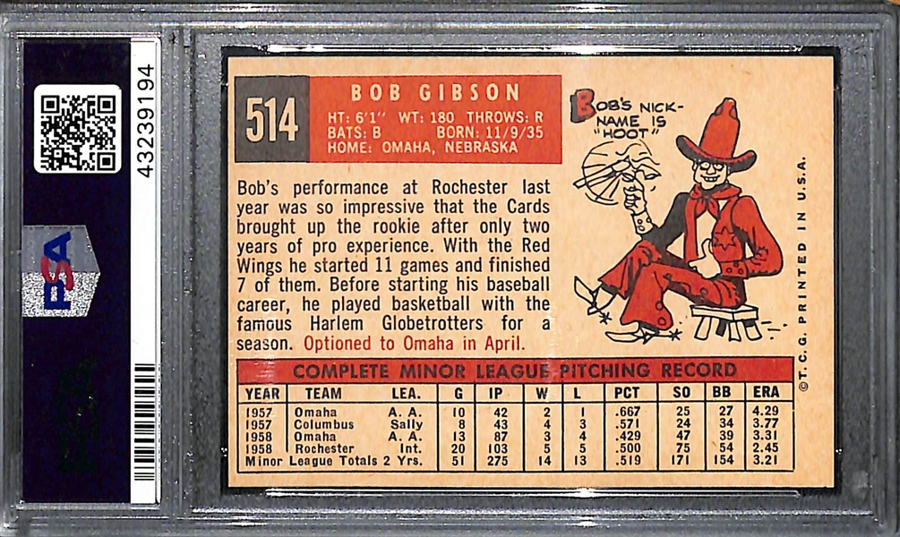 1959 Topps Bob Gibson #514 PSA 7