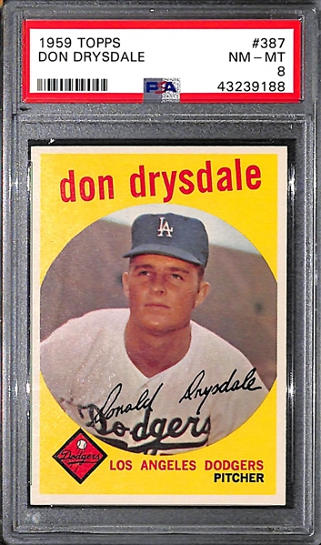 1959 Topps Don Drysdale #387 PSA 8