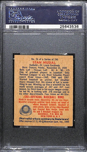 1949 Bowman Stan Musial (#24) Graded PSA 4 VG-EX
