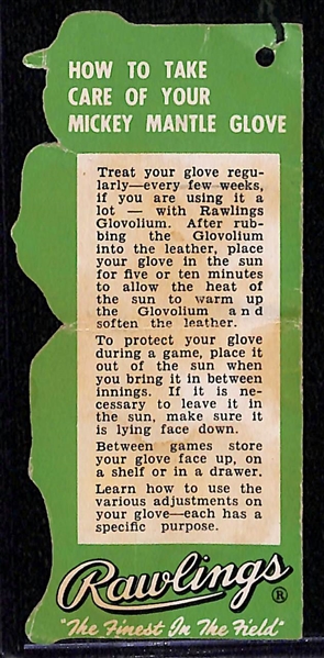 RARE 1950s Mickey Mantle Rawlings Glove Tag (w/ Original String)