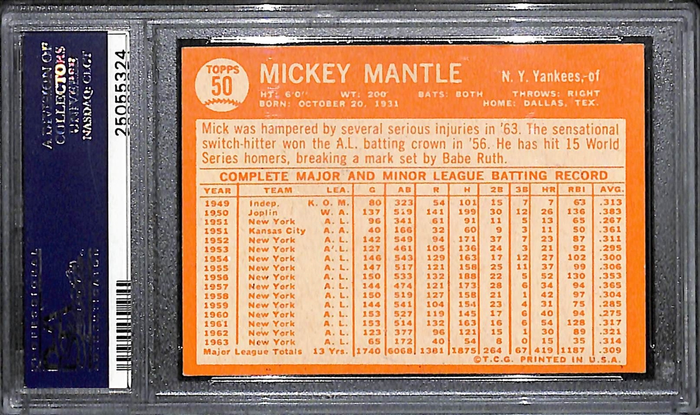 1964 Topps Mickey Mantle (#50) Graded PSA 6 EX-MT