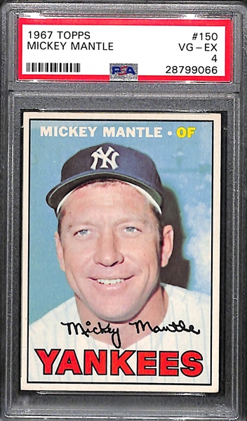 1967 Topps Mickey Mantle Baseball Card Graded PSA 4 (VG-EX)