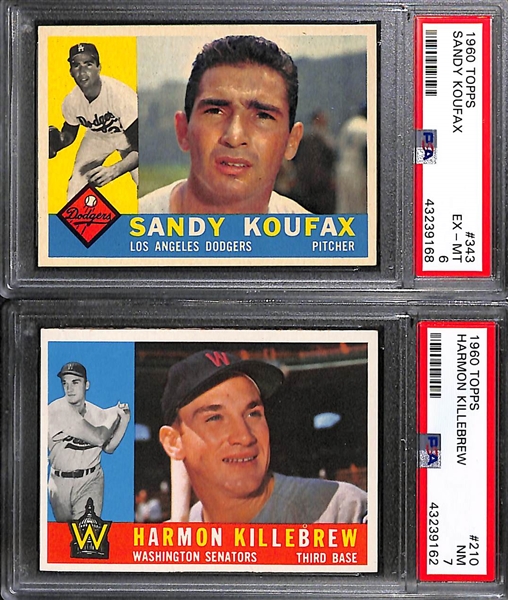 High-Grade 1960 Topps Baseball Card Near Complete Set - Missing Only 8 Cards - w. Sandy Koufax #343 PSA 6