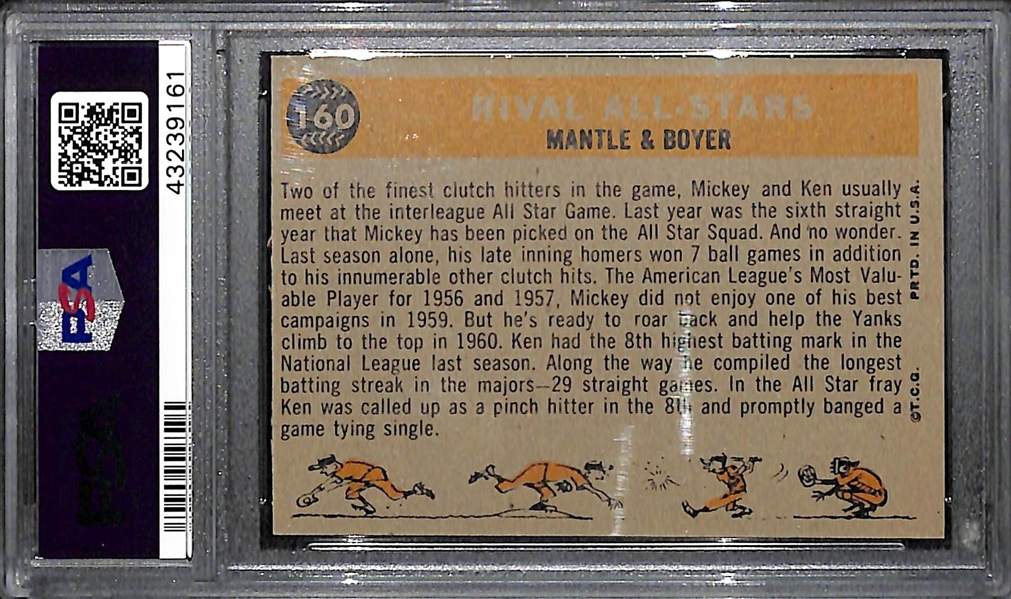 1960 Topps Rival All Stars Mantle & Boyer #160 - PSA 7