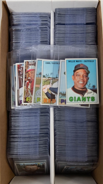 1967 High-Grade Baseball Card Near Complete Set - Missing Only 5 Cards - w. Mays & Clemente