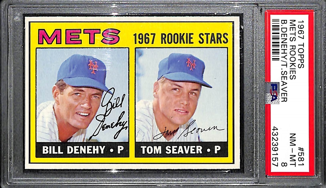 1967 Topps Mets Rookies Tom Seaver/Denehy Rookie Card #581 - PSA 8