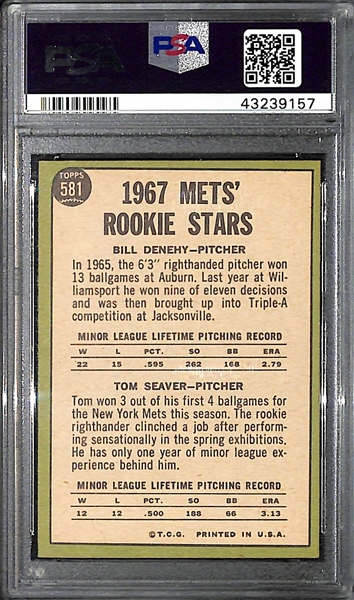 1967 Topps Mets Rookies Tom Seaver/Denehy Rookie Card #581 - PSA 8