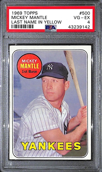 1969 Topps #500 Mickey Mantle Card PSA 4