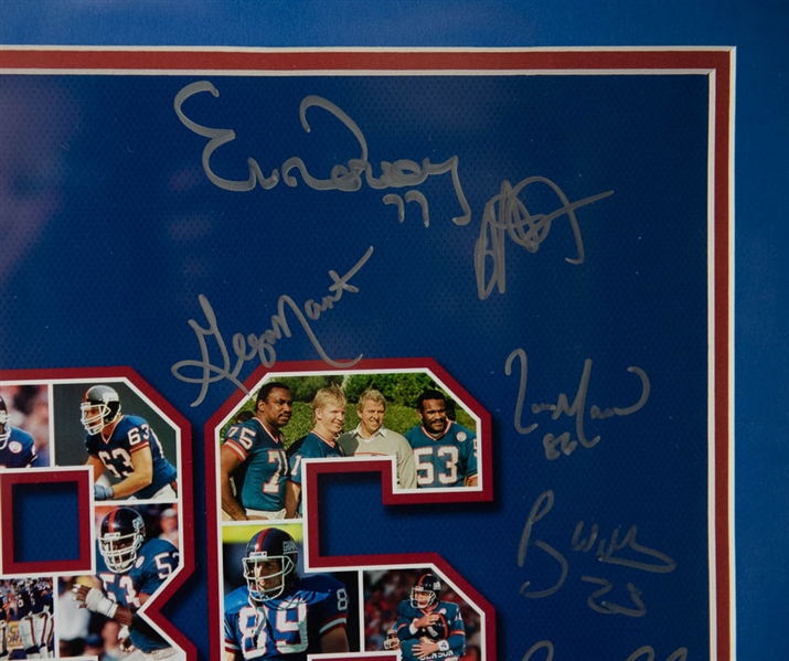 1986 Giants Super Bowl Partial Team Signed & Framed Photo (23x28)