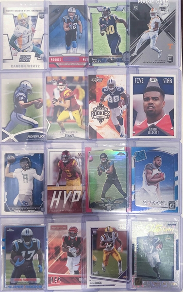 Two Row Box of Mostly Football Rookie Cards w. Carson Wentz, Andrew Luck, Gurley & A. Kamara