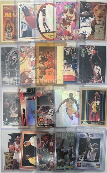 3-Row Box of Bssketball Cards Stars, Inserts, Rookies, + (Inc. Jordan, Shaq, Bird, Dr. J., Magic, McGrady, +) 
