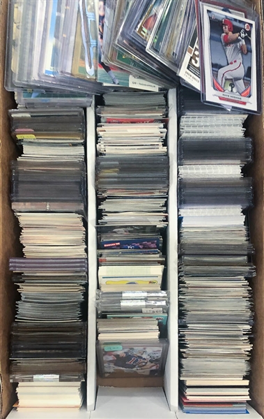 3-Row Box of Sports Cards inc. Jeter, Mantle, Piazza, Bonds, Frank Thomas, Jerry Rice, Brees, Koufax, Hoskins, +