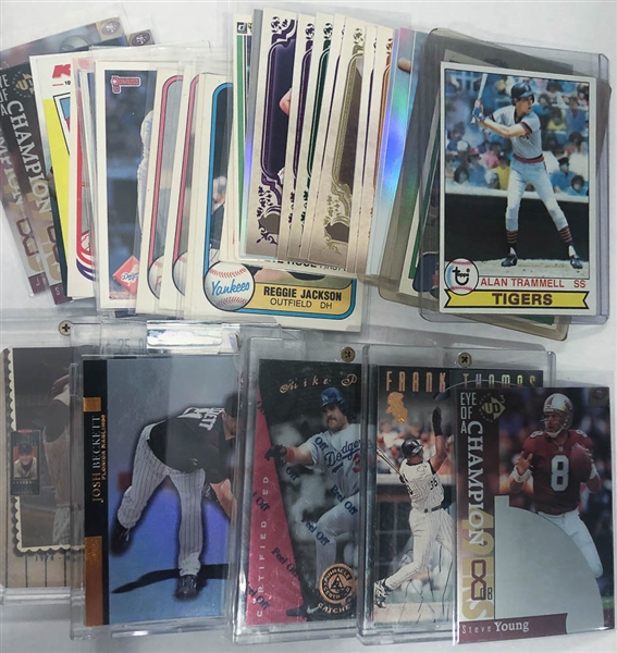 3-Row Box of Sports Cards inc. Jeter, Gehrig, Piazza, Bonds, Frank Thomas, Griffey Jr, Michael Jordan, Stanton RC, Hoskins RC, +