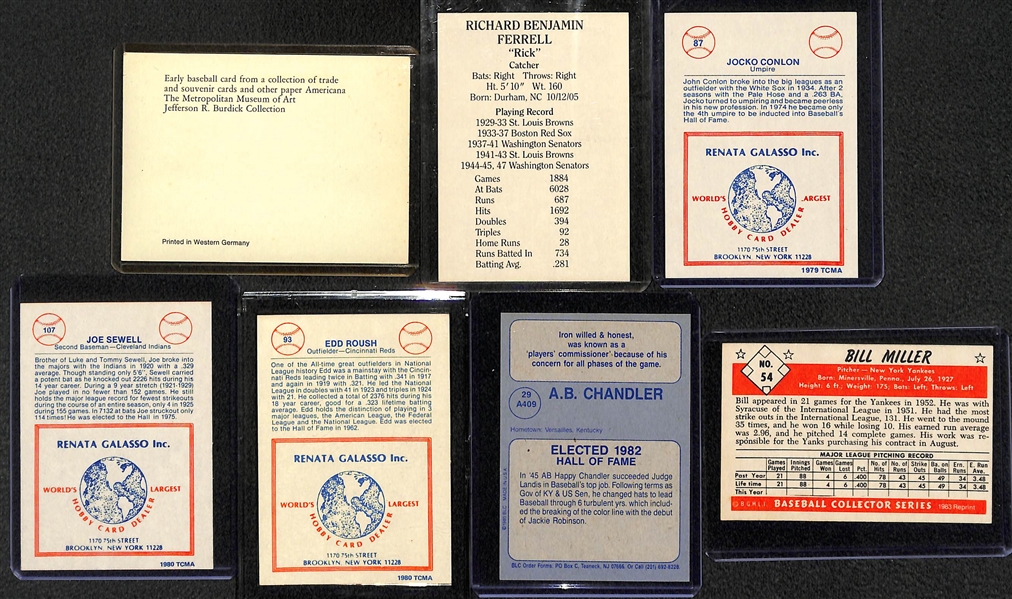 Lot of 7 Old Timers Signed Baseball Cards w. Carl Hubbell  - JSA Auction Letter