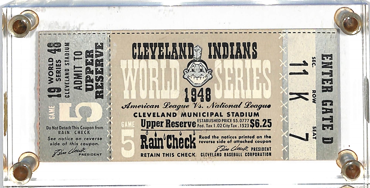 1948 World Series Ticket (Game 5) - Cleveland Indians Beat Boston Braves in 6 Games