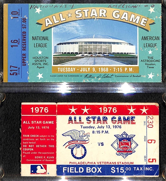 1968 All Star Game Ticket (Houston Astrodome) and 1976 All Star Game Ticket (Philadelphia Veterans Stadium)
