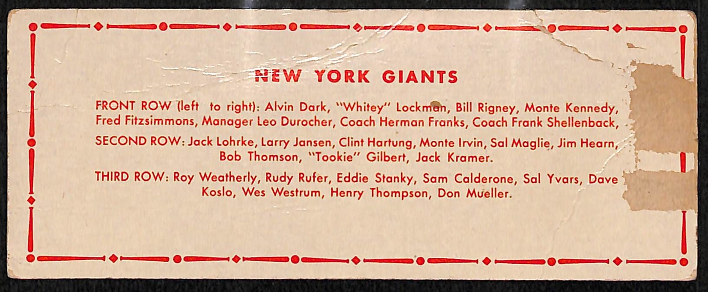 1951 Topps Teams New York Giants Card (Rare)