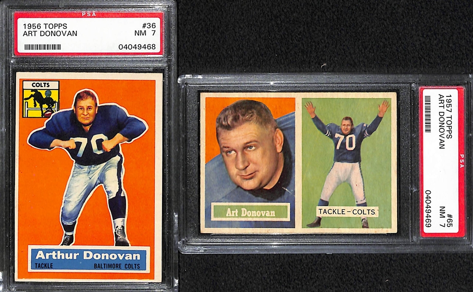 1956 and 1957 Art Donovan Topps Cards - Both Graded PSA 7 NM