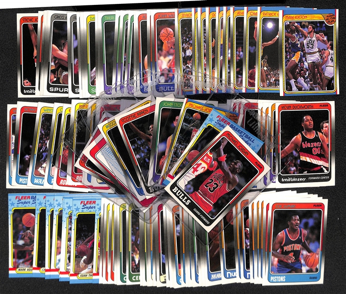1988-89 Fleer Basketball Card Complete Set w/ Stickers (Rookies of Stockton, Pippen, Miller, and Rodman)