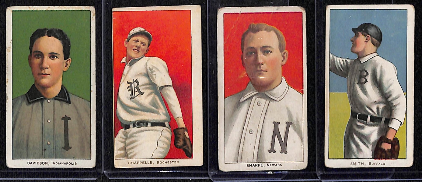 Lot of 4 - 1909 T206 Cards - Davidson, Chappelle, Sharpe, & Smith (Buffalo) - All Minor League Players