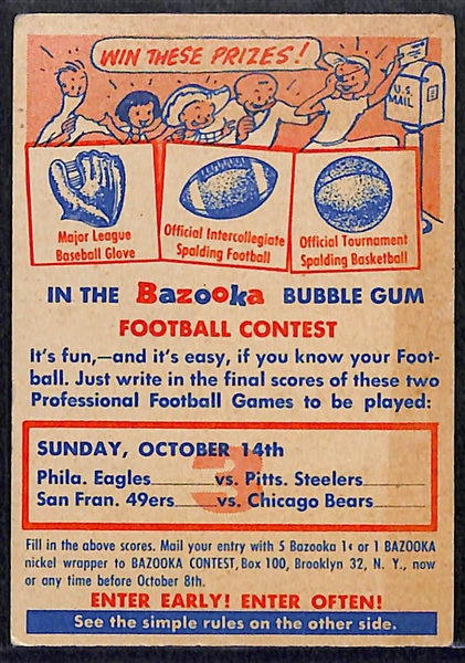 1956 Bazooka Bubble Gum Contest Card