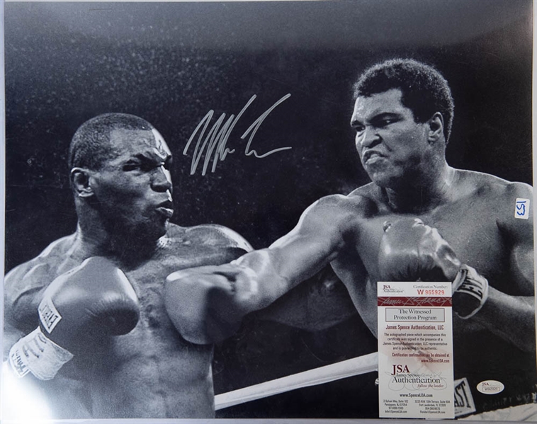 Mike Tyson Signed 16x20 Photo VS Muhammad Ali - JSA