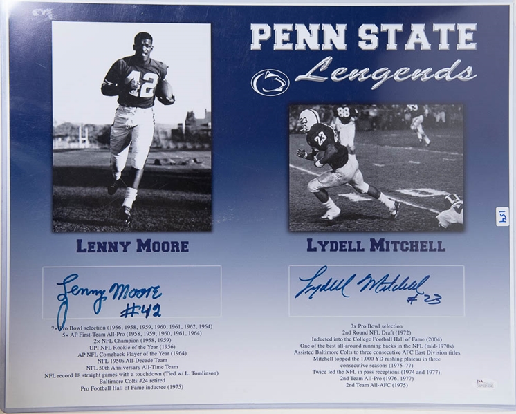 Lenny Moore & Lydell Mitchell Signed 16x20 Photo - JSA
