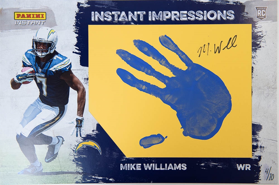 2017 Panini Instant Impressions Mike Williams 4/10 Autograph Hand Print Card