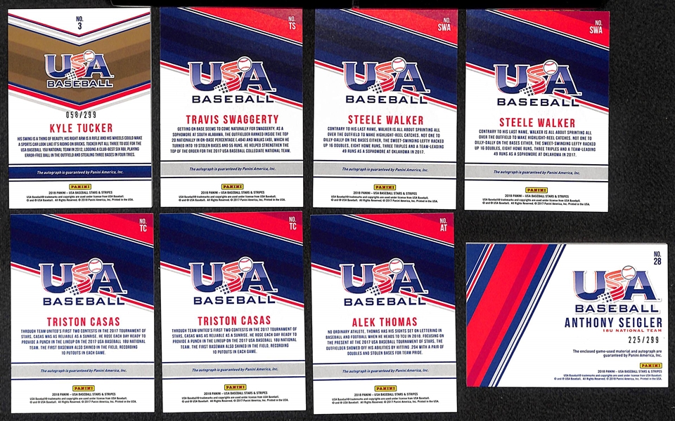 Lot of 32 Panini USA Stars & Stripes Autograph Cards w. Kyle Tucker