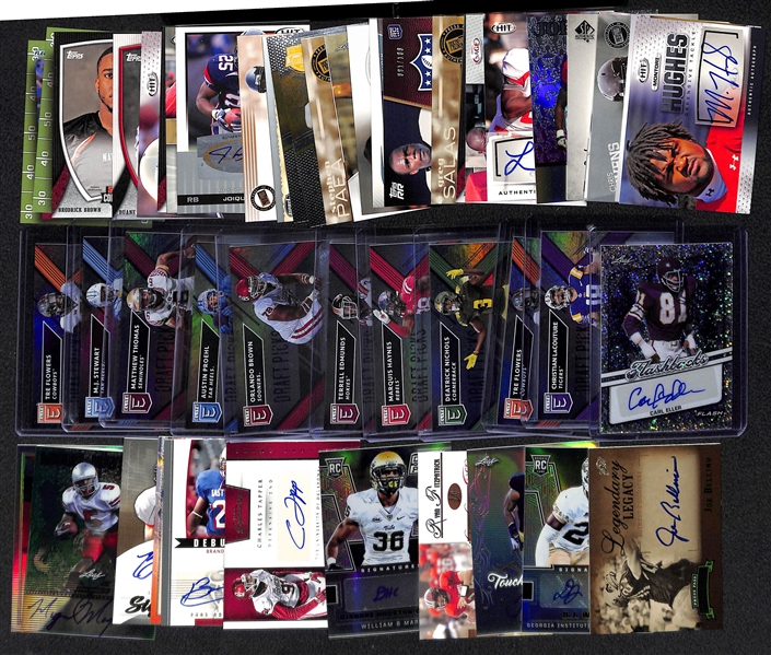 Lot of (52) Certified Football Autograph Cards (Includes Carl Eller and 2018 Rookies)