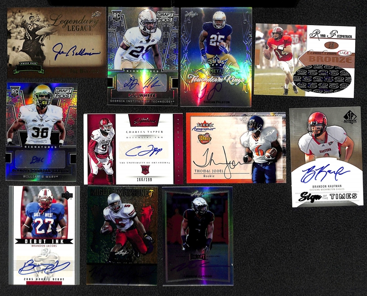 Lot of (52) Certified Football Autograph Cards (Includes Carl Eller and 2018 Rookies)