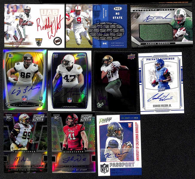 Lot of (52) Certified Football Autograph Cards (Includes Cliff Branch and 2018 Rookies)