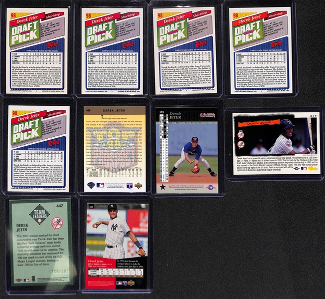 Lot of (10) Derek Jeter Early Career Cards Inc. (5) 1993 Topps Rookies, (1) Upper Deck Rookie, +