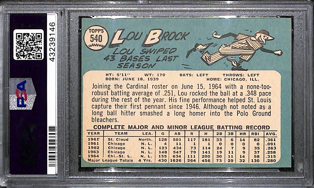 1965 Topps Baseball Card Near Complete Set - Only Missing 1 Card - w. Brock #540 PSA 7
