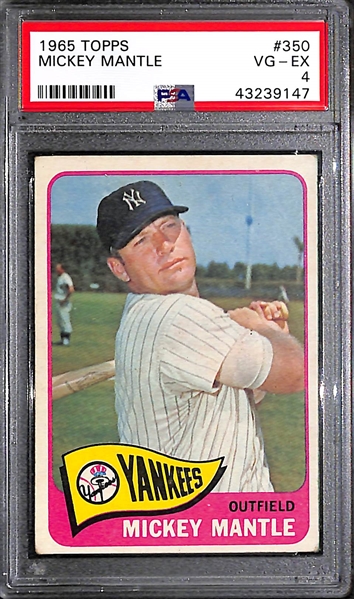 1965 Topps #350 Mickey Mantle Card PSA 4