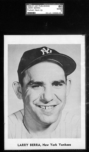 1958-61 Jay Publishing Yogi Berra (Neck-Up Portrait) Graded SGC 80 (EX/NM)