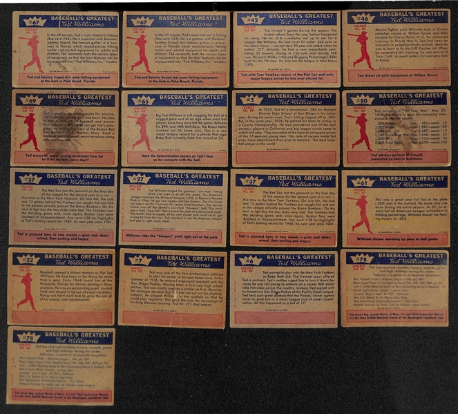 Lot of 17 Assorted 1959 Fleer Ted Williams Cards