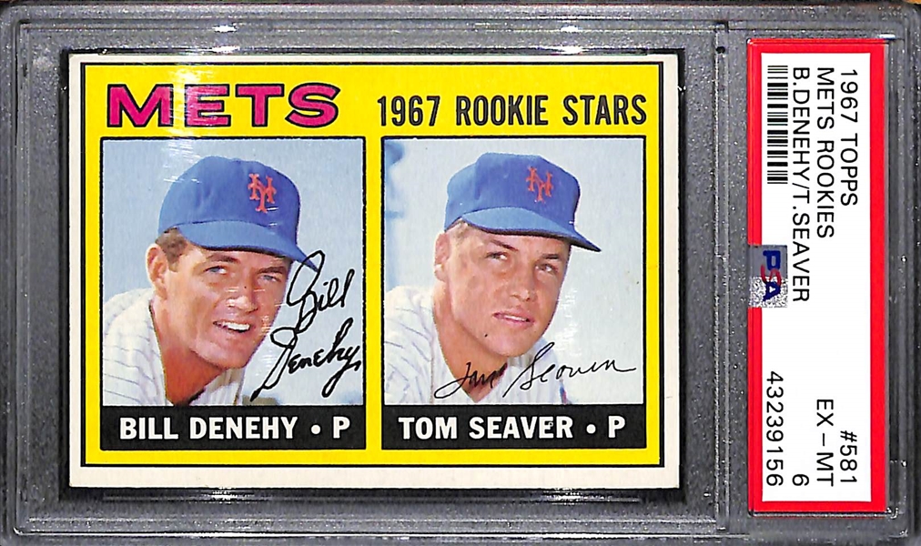 1967 Topps Mets Rookies Tom Seaver/B. Denehy Rookie Card #581 - PSA 6