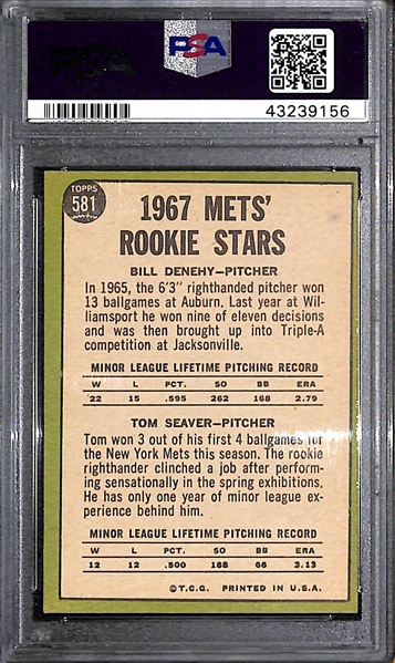 1967 Topps Mets Rookies Tom Seaver/B. Denehy Rookie Card #581 - PSA 6