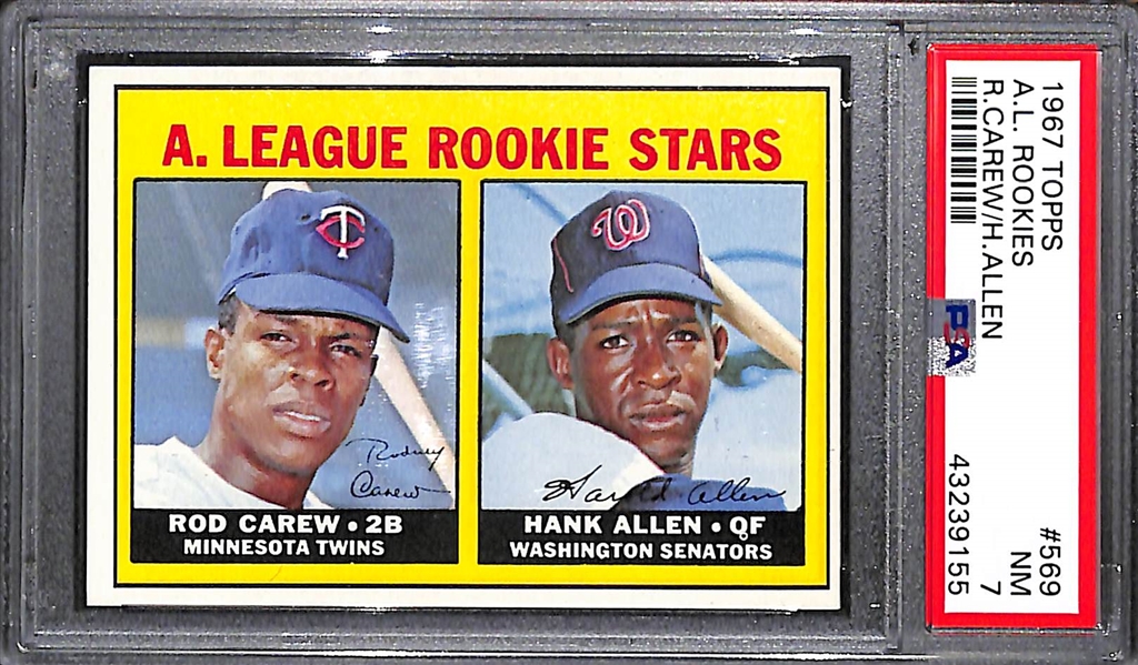 1967 Topps AL Rookies Rod Carew/H. Allen Rookie Card #569 - PSA 7