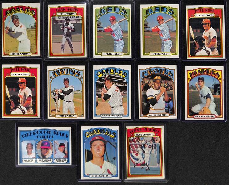 Lot of Approximately 400 Assorted 1972 Topps Baseball Cards w. Hank Aaron